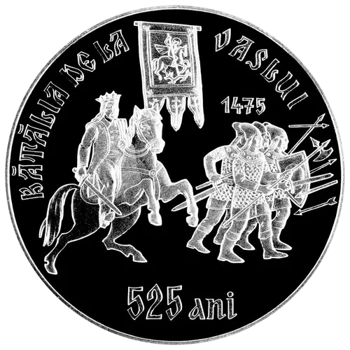 525 de ani de la victoria glorioasă a lui Ștefan cel Mare în bătălia de la Vaslui, 2000, revers